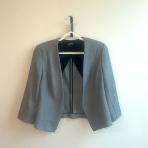 Express Gray Pencil Skirt Suit Set with Cropped 3/4 Sleeve Blazer 14